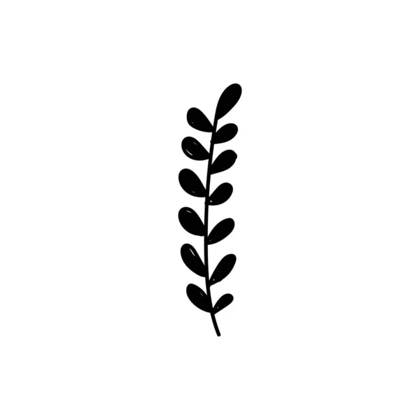 Векторна Ілюстрація Листя Контуром Символ Логотипу Намальованого Листя Руки — стоковий вектор