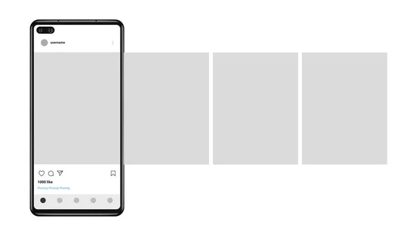 Smartphone Com Moldura Foto Interface Carrossel Postado Redes Mídia Social — Vetor de Stock