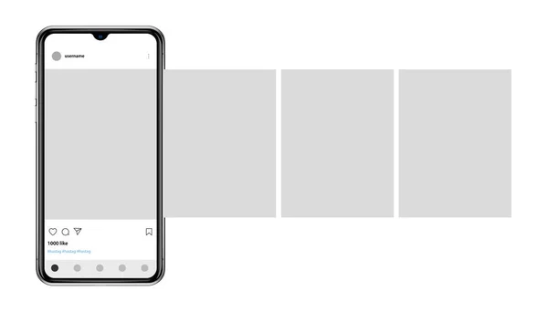Smartphone Com Moldura Foto Interface Carrossel Postado Redes Mídia Social —  Vetores de Stock