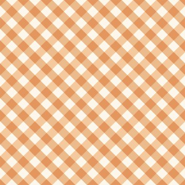 Gingham deseni. Masa örtüleri, etekler, peçeteler, fanila ve daha fazlası için pastel renklerde turuncu kareli desen