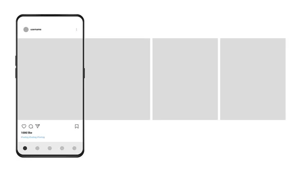 Smartphone Met Fotolijstje Carrousel Interface Geplaatst Social Media Netwerken Vectorillustratie — Stockvector