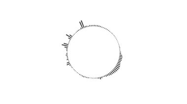 Dairesel ses dalgası çemberi. Beyaz zemin üzerinde ritmik siyah ses frekansı sesi.