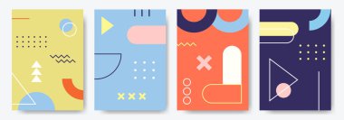 Memphis tasarım kapağı koleksiyonu. Eps10 vektörü