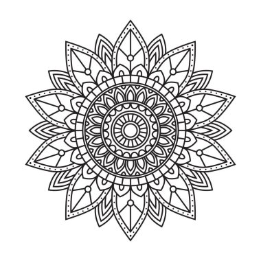 Daire şeklinde şekiller, Henna, Mehndi, dövmeler, dekorasyonlar için mandala oluşturuyor. Doğu tarzında dekoratif süsler. Vektör illüstrasyonu.