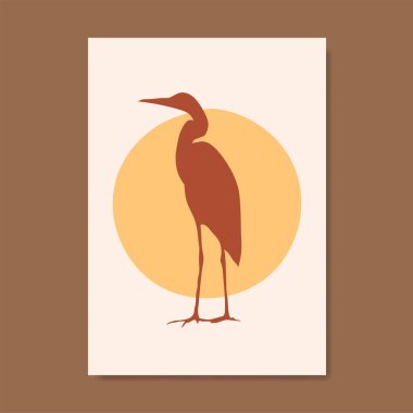 Duvar süsleme vektörü. Soyut kuş şekilli resim, pastel renklerde. İzler, kapaklar, duvar kağıtları, duvar resimleri için soyut sanat tasarımları. Asgari ve doğal. Vektör illüstrasyonu.