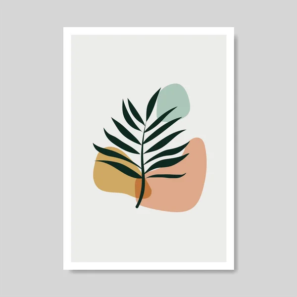 Diseño Vectores Decoración Pared Imagen Artística Formas Abstractas Hojas Plantas — Vector de stock