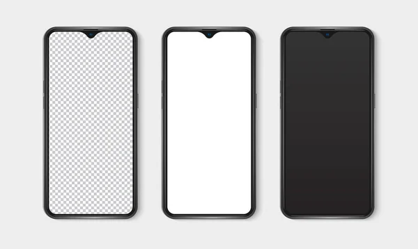 Set Realist Mockup Pentru Smartphone Telefon Mobil Gol Alb Ecran — Vector de stoc