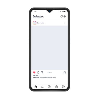 Smartphone vektör illüstrasyonunda Instagram şablonu. Mükemmel sosyal medya sonrası çerçeve çizimi.