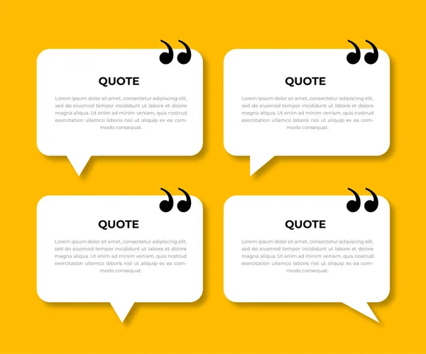 White Chat Bubble Style Quotes Templates Set Vector Illustration — Vetor de Stock