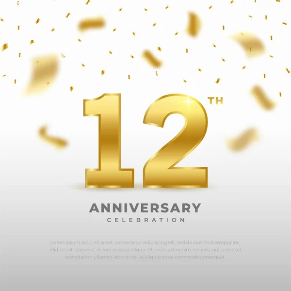 金の輝きの色と白の背景と12周年記念 お祝い 招待カードやグリーティングカードのベクトルデザイン — ストックベクタ