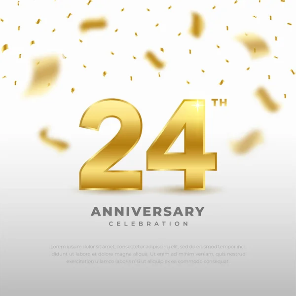 24Η Επέτειος Χρυσό Glitter Χρώμα Και Λευκό Φόντο Σχεδιασμός Φορέα — Διανυσματικό Αρχείο