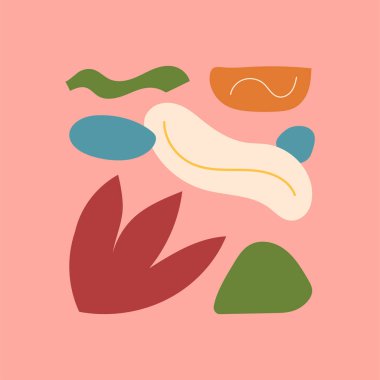 Çeşitli modern vektör karalama şekilleri ve elle çizilmiş organik şekiller, dokular ve grafik elementlerin soyut arkaplanları. Modern modern moda tasarım.