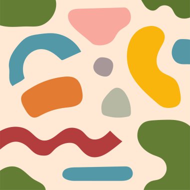 Çeşitli modern vektör karalama şekilleri ve elle çizilmiş organik şekiller, dokular ve grafik elementlerin soyut arkaplanları. Modern modern moda tasarım.