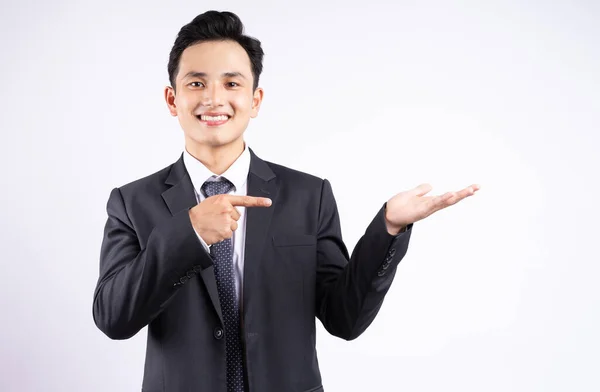 Image Young Asian Businessman Wearing Suit White Background — Stock Photo, Image