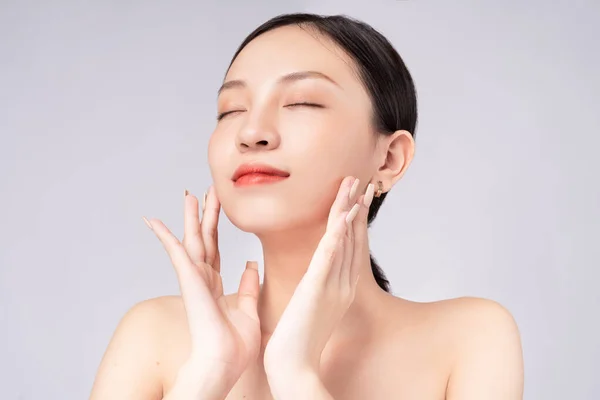 Beautiful Asian Woman Feels Happy Beautiful Healthy Skin — Stock Photo, Image