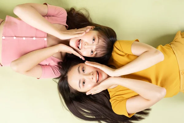 Portrait Two Beautiful Asian Girls — Stock Photo, Image