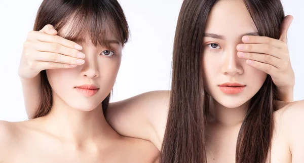 Beauty Portrait Two Beautiful Young Asian Girls — Stock Photo, Image