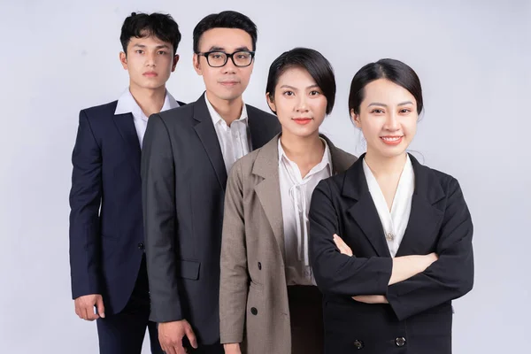 Group Asian Business People Posing White Background — Stock Photo, Image