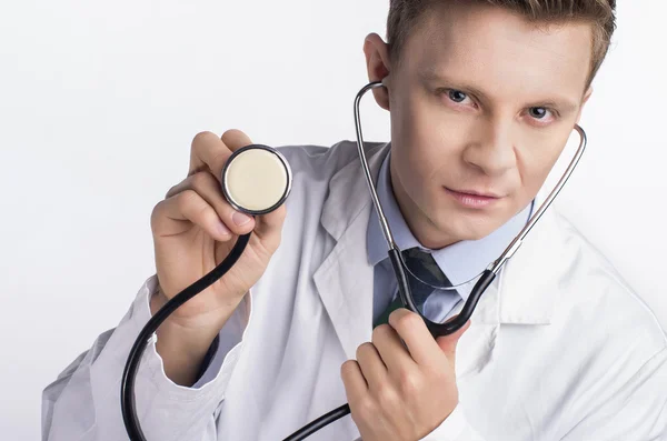 Male Doctor with stethoscope Royalty Free Stock Photos