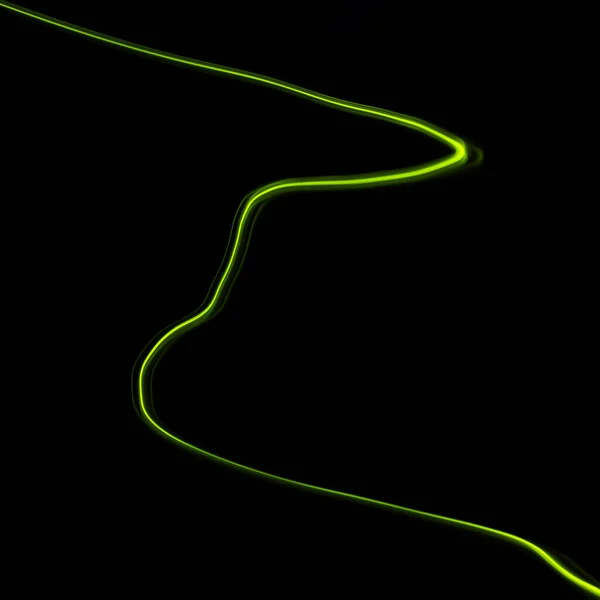 Curve Green Light Line Black Background — Stock Photo, Image