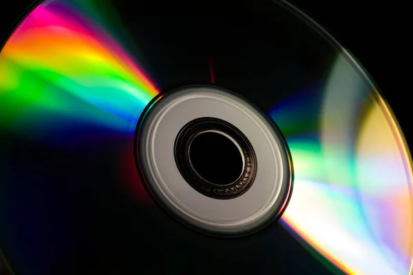 Compact Disc Auf Schwarzem Hintergrund Stockbild