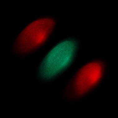 parçacıkların üç çok renkli ışık diski