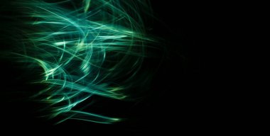 İnce mavi ışık çizgileri keyfi bir şekilde siyah bir arkaplanda kıvrılıyor.