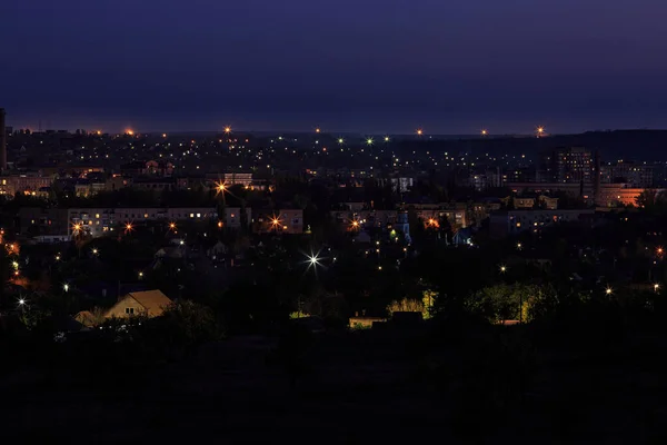 Het Landschap Van Een Nachtelijke Stad Oost Europa — Stockfoto