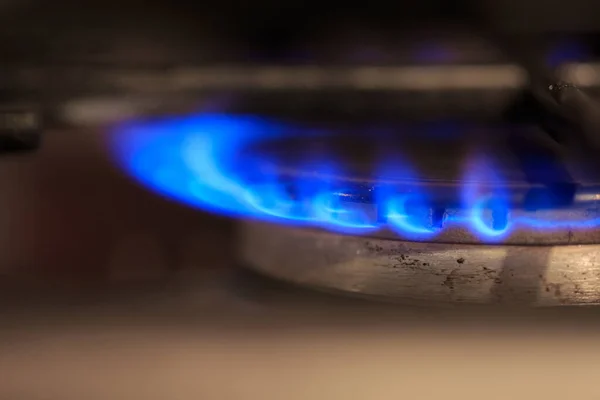 Ein Alter Gasbrenner Mit Einer Blauen Flamme Die Erdgas Brennt — Stockfoto