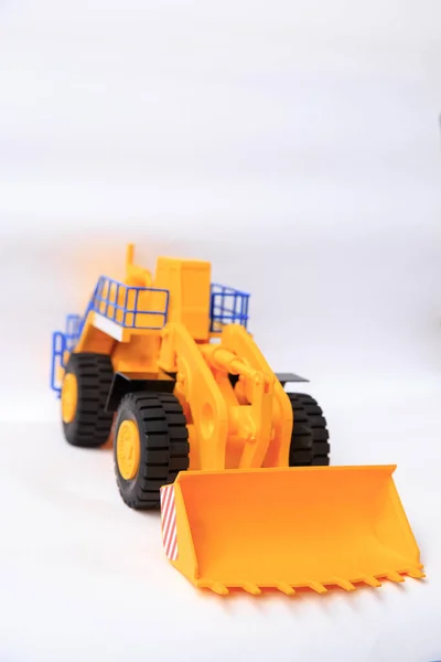 Scale Model Yellow Single Bucket Loader White Background — Stock Photo, Image