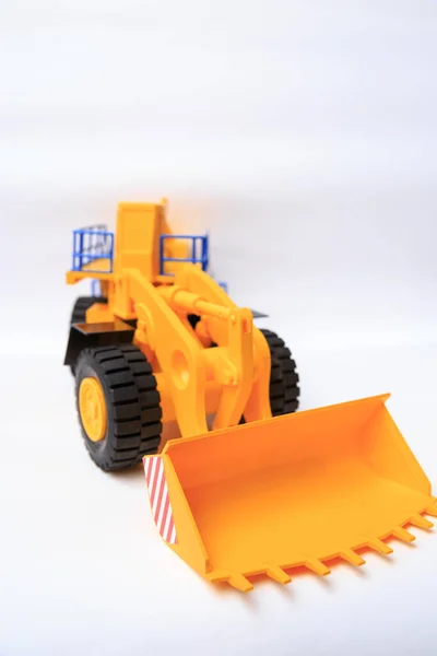 Scale Model Yellow Single Bucket Loader White Background — Stock Photo, Image