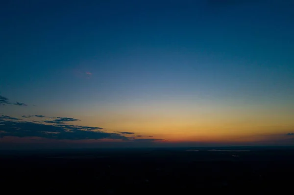 Západ Slunce Nebo Ranní Obloha Nad Městem Ptačí Perspektivy — Stock fotografie