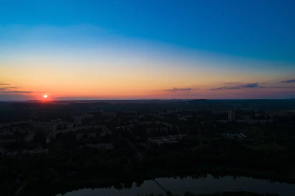 Amanecer Atardecer Ciudad Desde Vista Pájaro —  Fotos de Stock