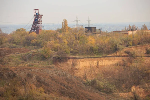 Erosion Sinkholes Site Post Demolition Mining Photo Taken Fall Background — 图库照片