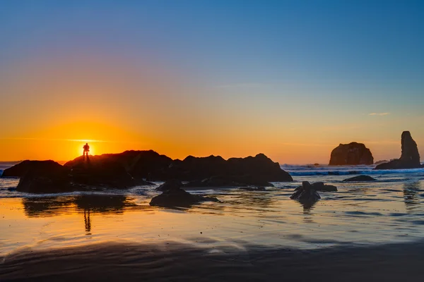 Západ slunce na pláži Bandon — Stock fotografie