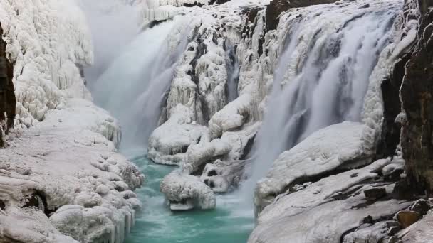 İzlanda 'da Gullfoss şelalesi — Stok video