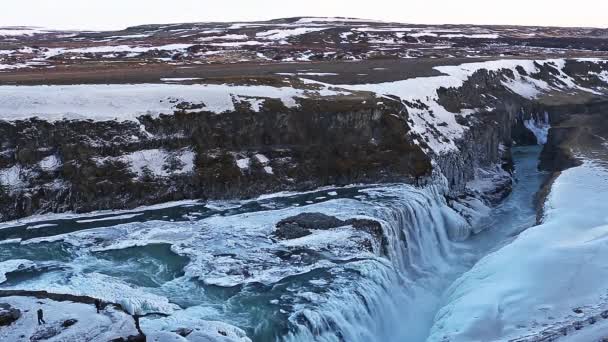 Gullfoss vattenfall på Island — Stockvideo