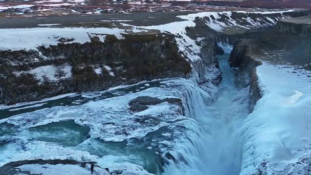 Gullfoss vattenfall på Island — Stockvideo