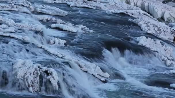 İzlanda 'da Gullfoss şelalesi — Stok video