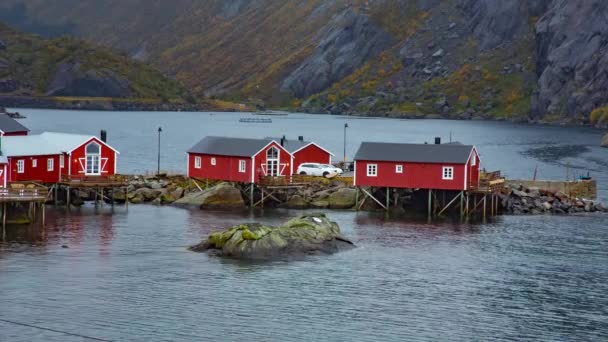 ロフォーテン諸島、ノルウェーの漁村 — ストック動画