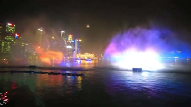 Marina Bay espectáculo de niebla ligera, Singapur — Vídeo de stock