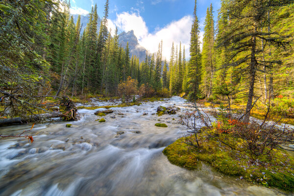 River falling into Moraine lake