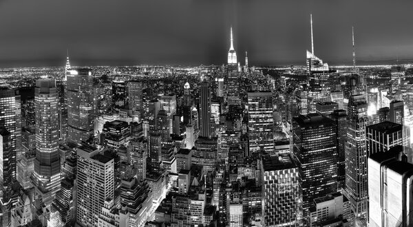 Skyline night view of New York City