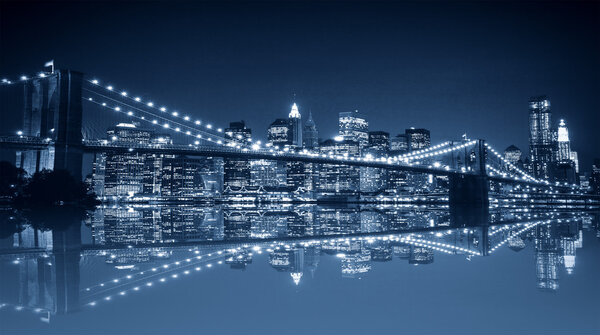 Night view of Manhattan. New York City.