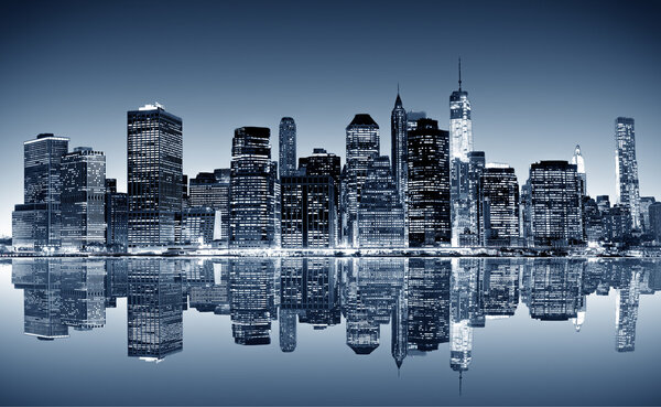 Vista nocturna de Manhattan — Foto de Stock