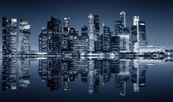 Singapur vista nocturna centro — Foto de Stock