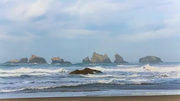 Pasifik kıyısında sörf — Stok video