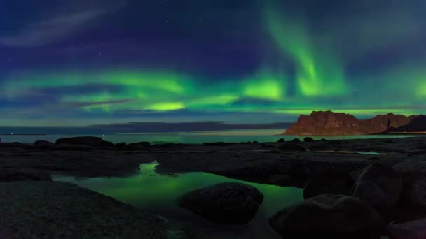 Aurora over the sea timelapse — Stock Video