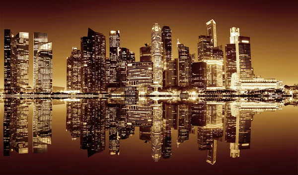 싱가포르 시내 야경 — 스톡 사진