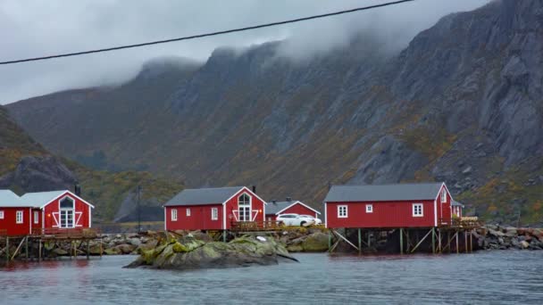 Рибальське село в прибуття островів, Норвегії — стокове відео